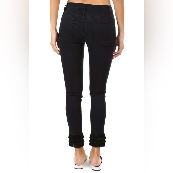 Frame Denim Denim - Frame Le High Skinny Jeans Black Fringe Bottom High Waist USA